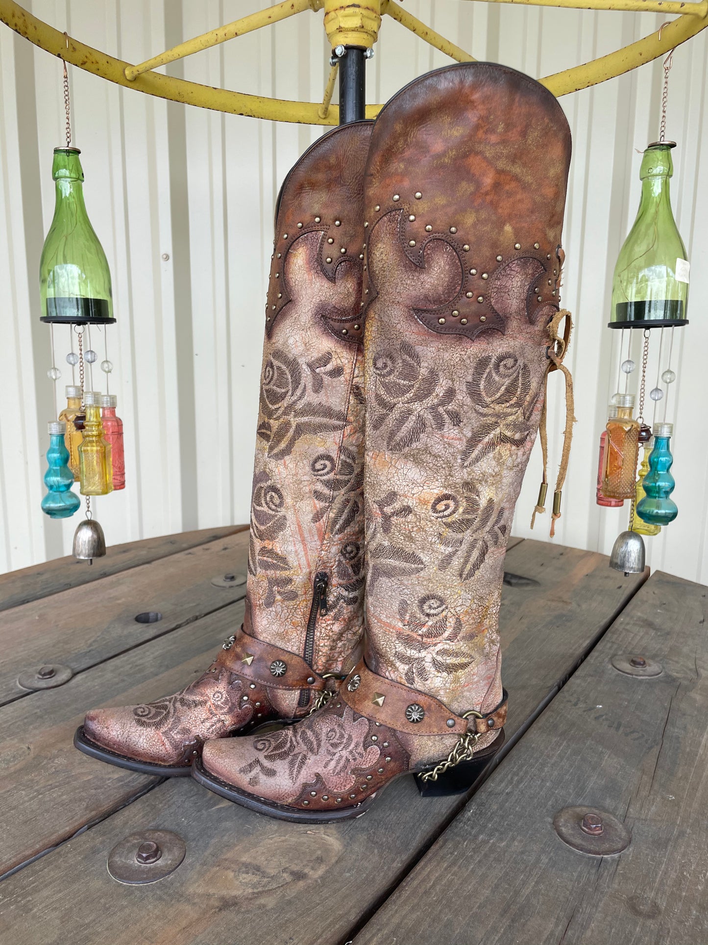 Corral Romance And The Rose Tall Boot - Chocolate
