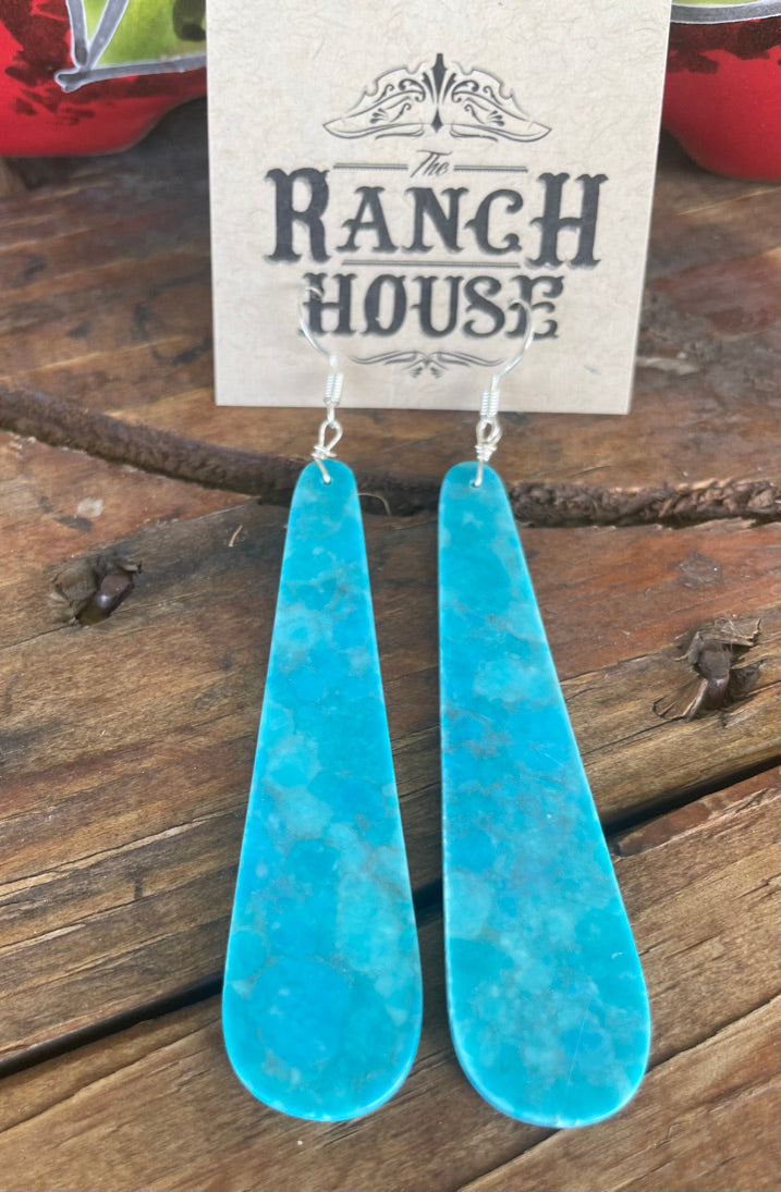 Marbled Turquoise Slab Earrings