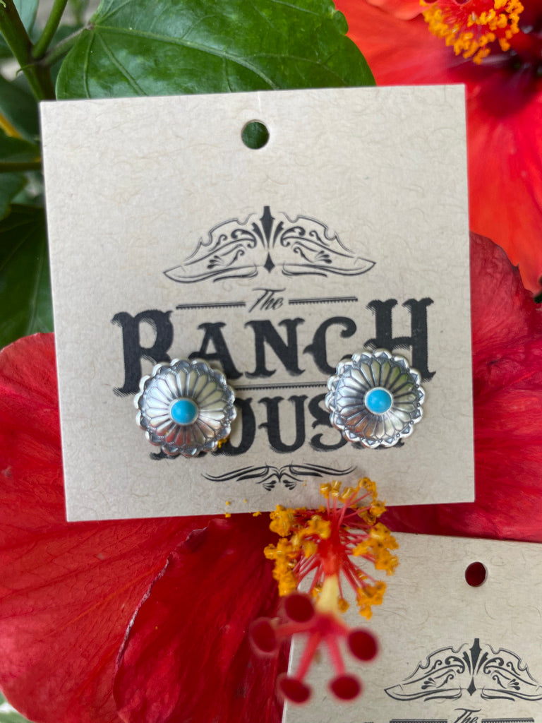Mini Concho and Turquoise Earrings