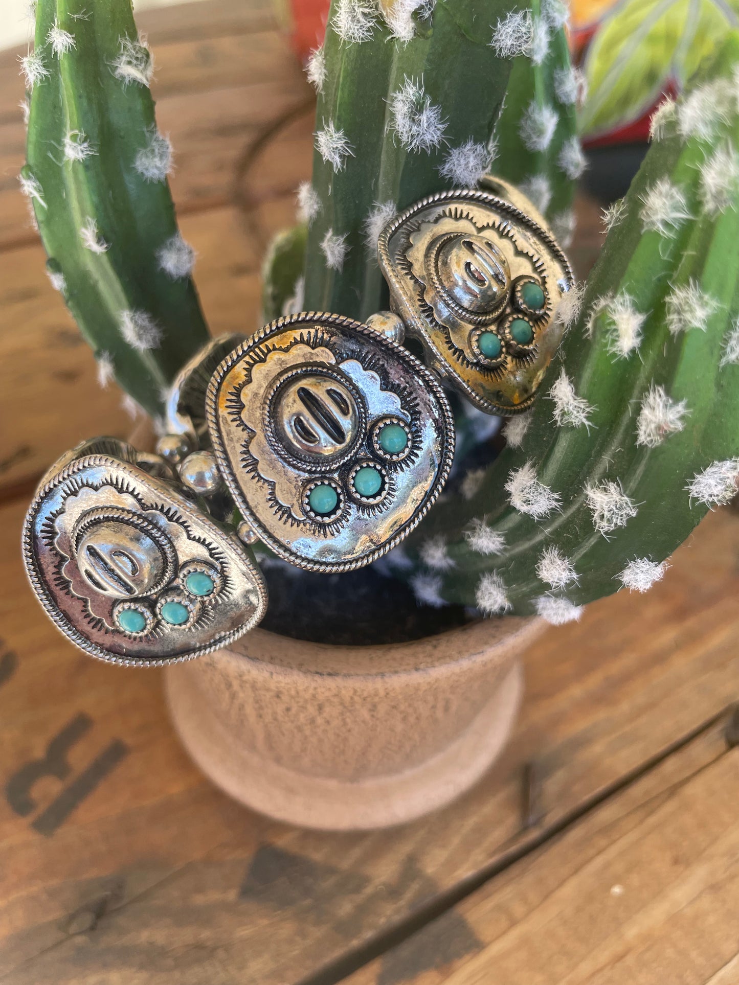 Turquoise and Silver Cowgirl Hat Bracelet