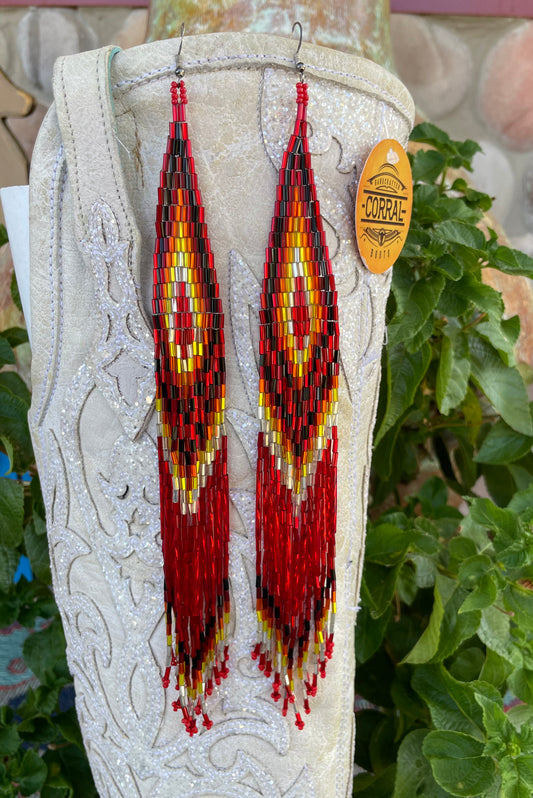 Firebird Feather Bead Earrings