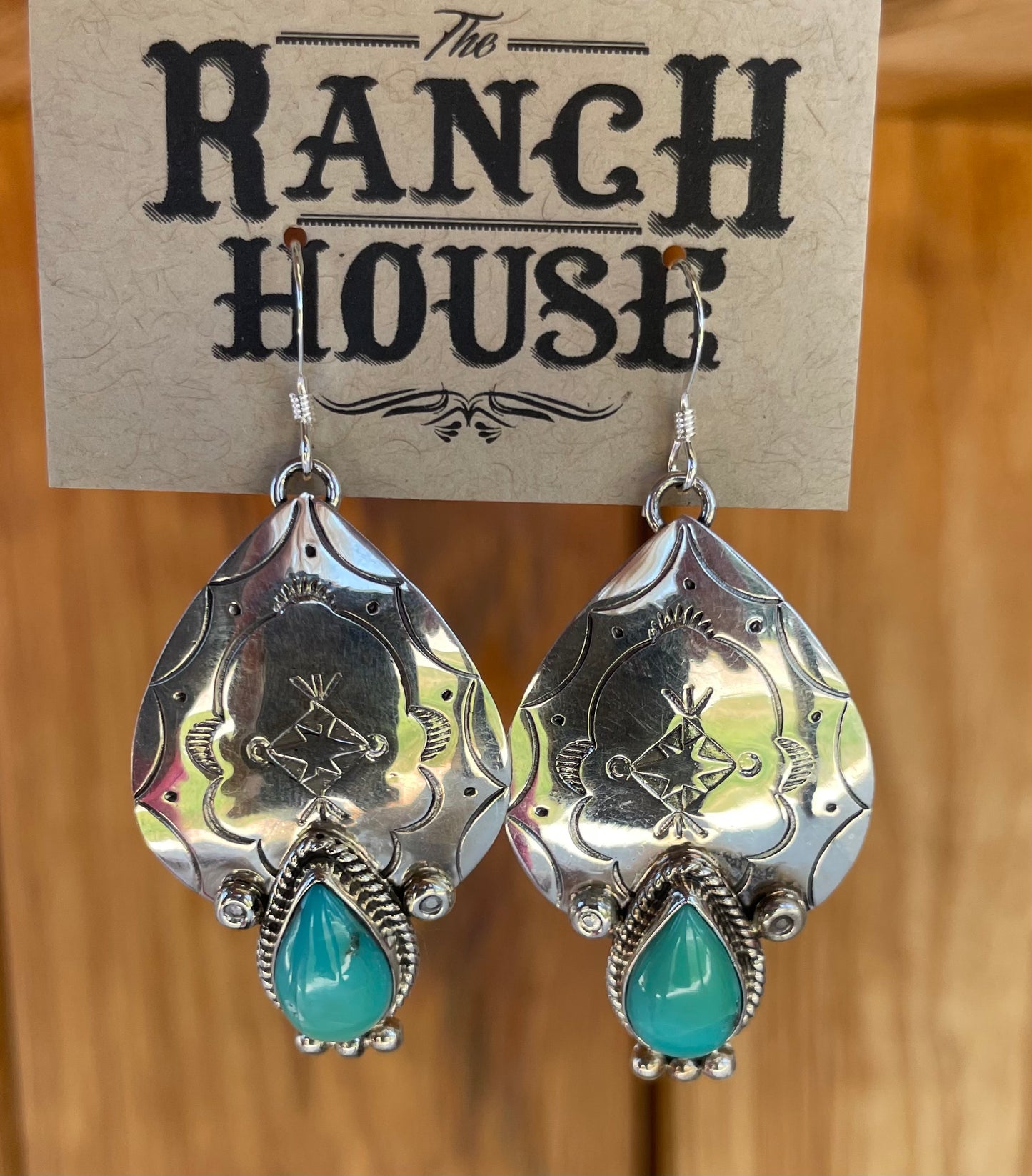 Turquoise & Silver Raindrop Earrings