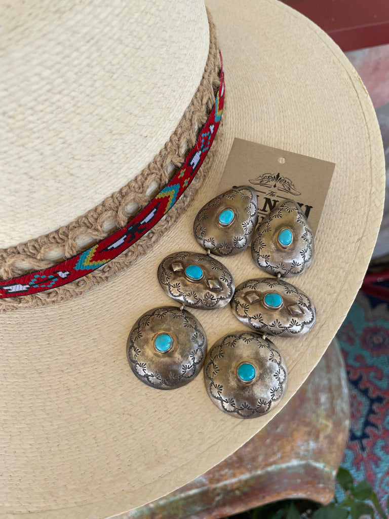 Turquoise Concho Drop Earrings