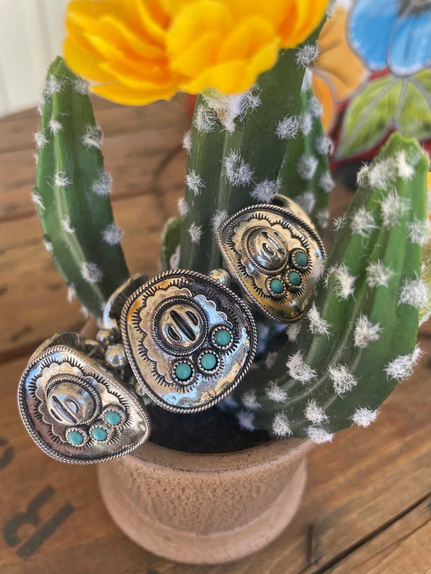 Turquoise and Silver Cowgirl Hat Bracelet