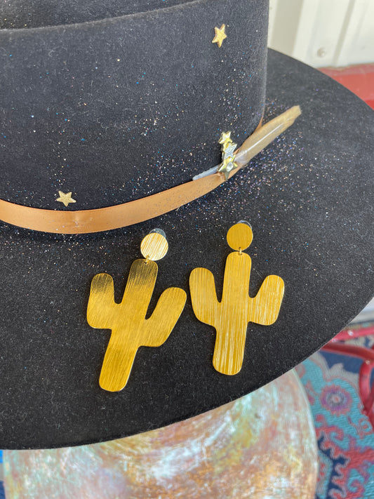 Gold Cactus Earrings