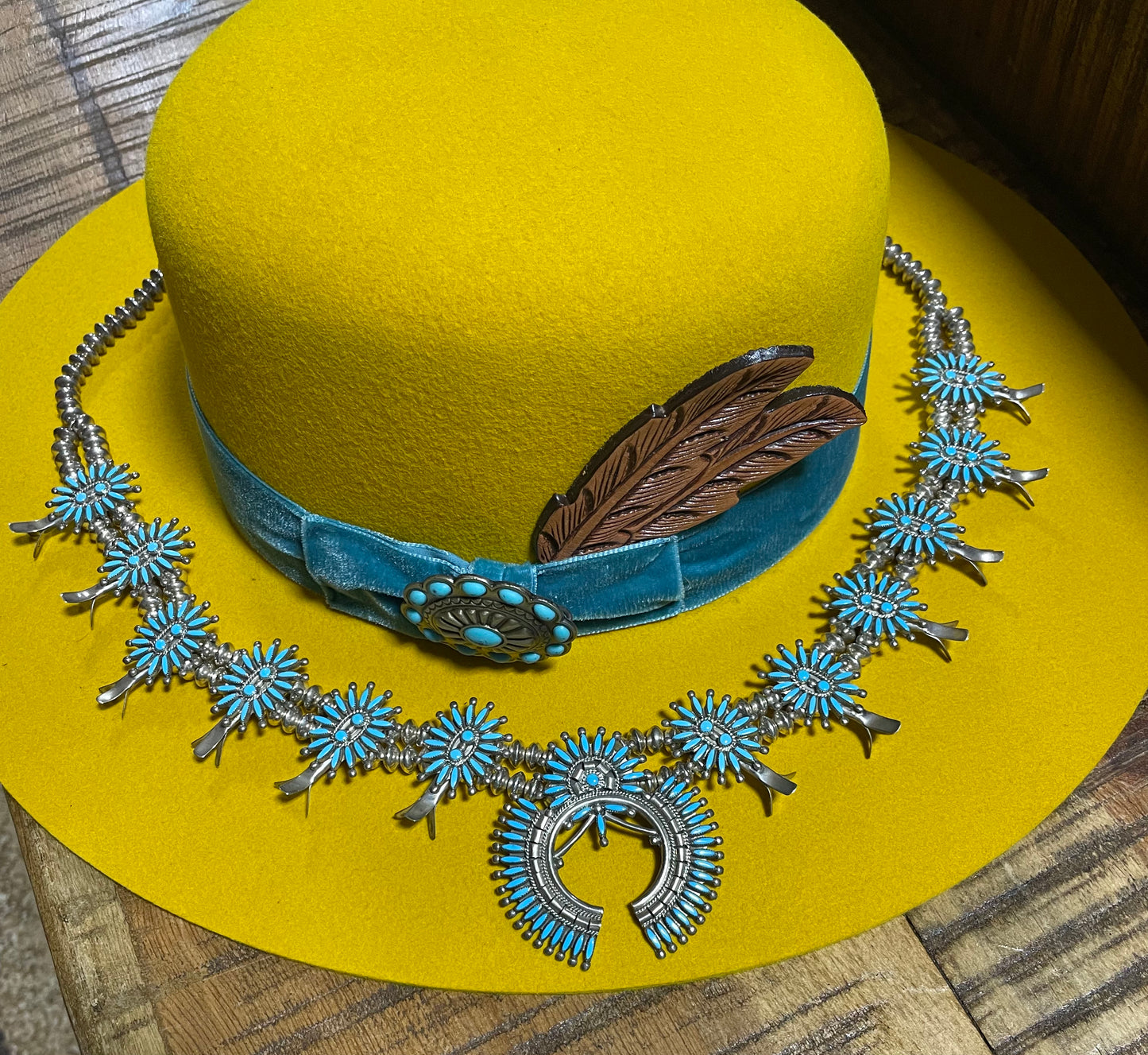Turquoise Sky Squash Blossom Necklace