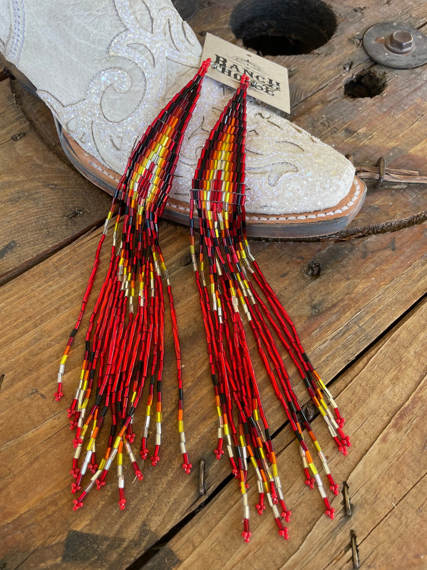 Firebird Feather Bead Earrings