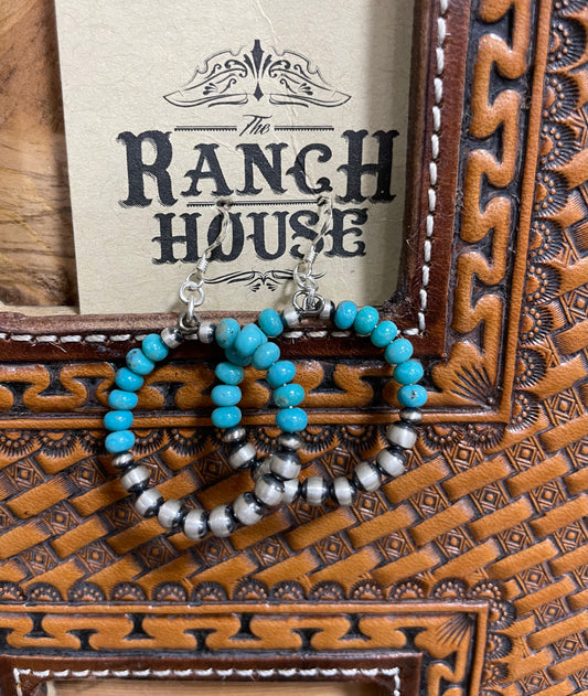 Navajo Pearl and Turquoise Circle Earrings