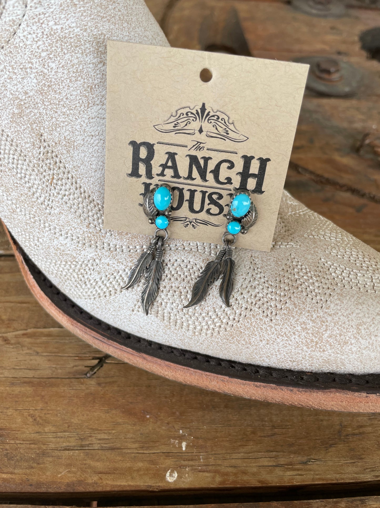 Dancing Feather Turquoise Earrings