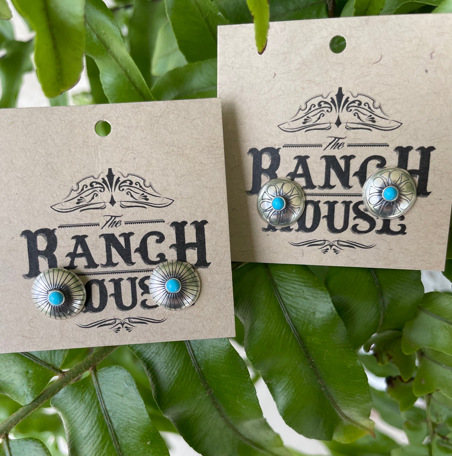Bitty Concho and Turquoise Earrings