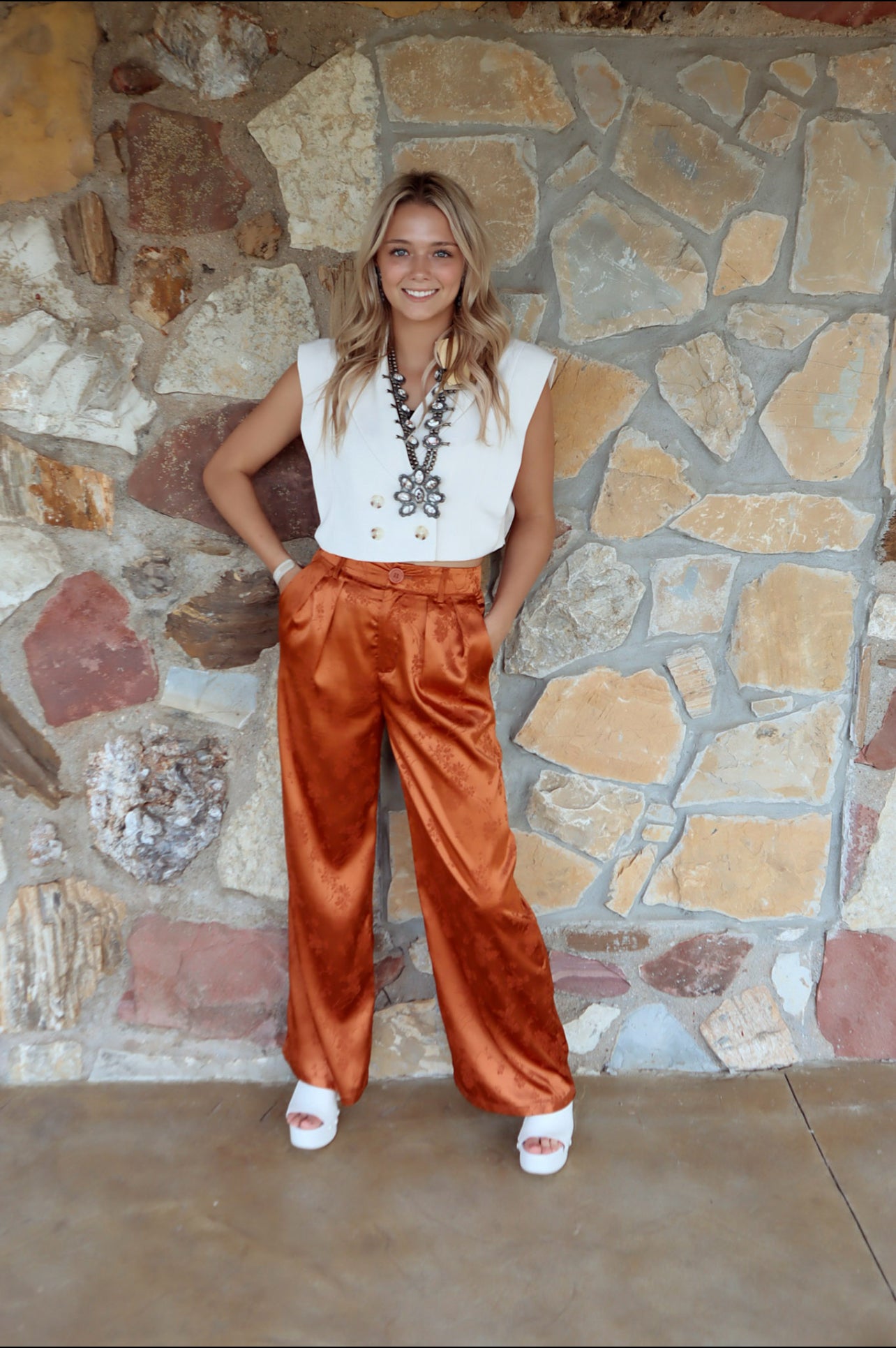 Copper Penny Satin Pants - Fore Collection