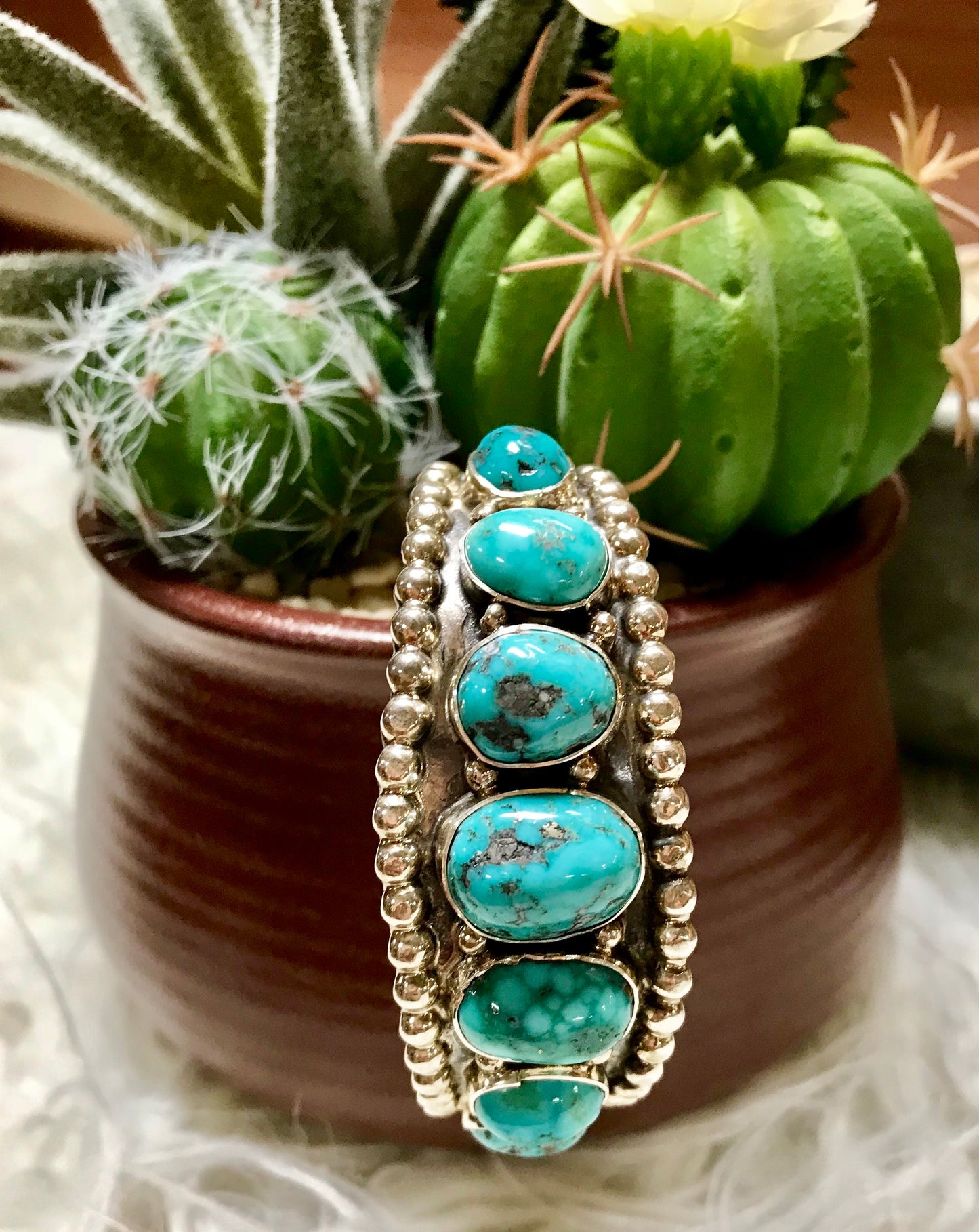 Multi-stone Turquoise & Sterling Silver Cuff Bracelet
