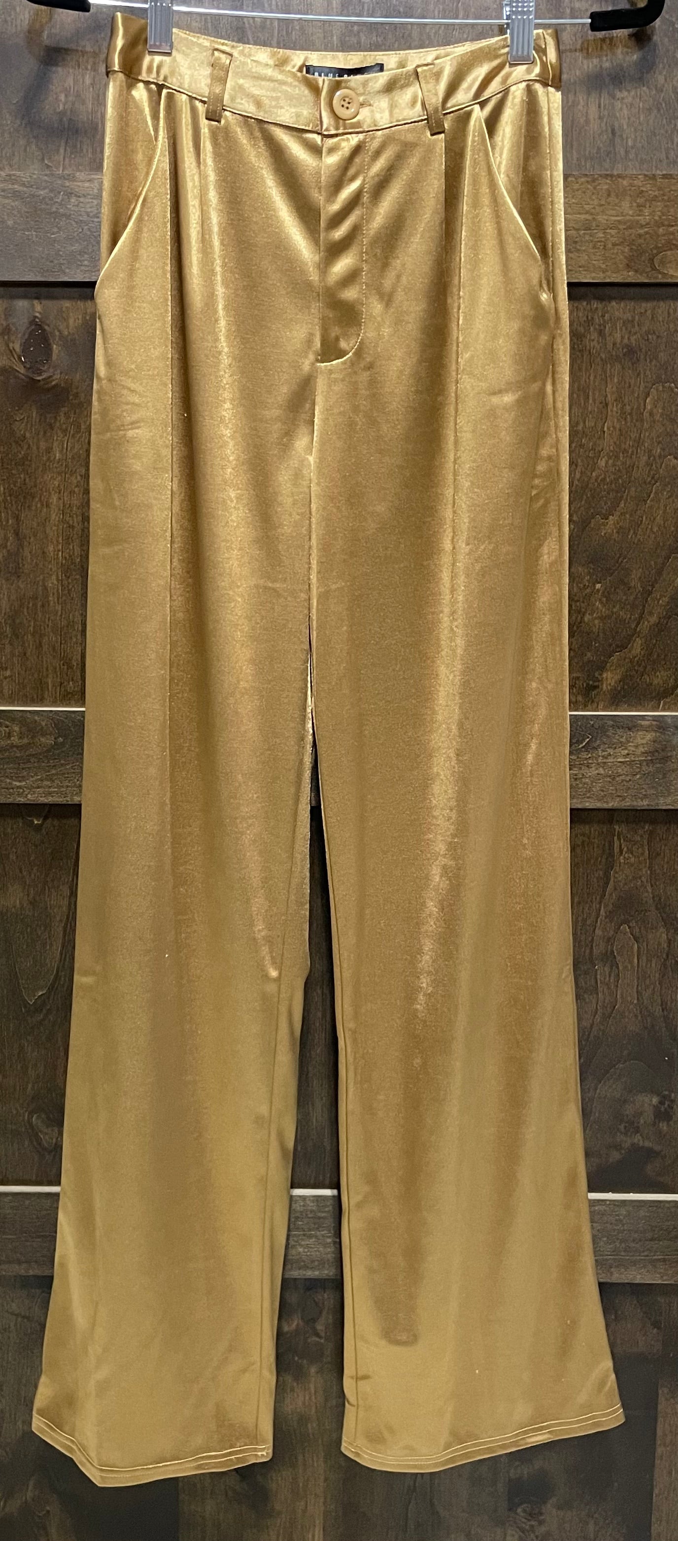 Golden Honey Bee Satin Crop Tank and Wide Leg Pants by Blue Blush