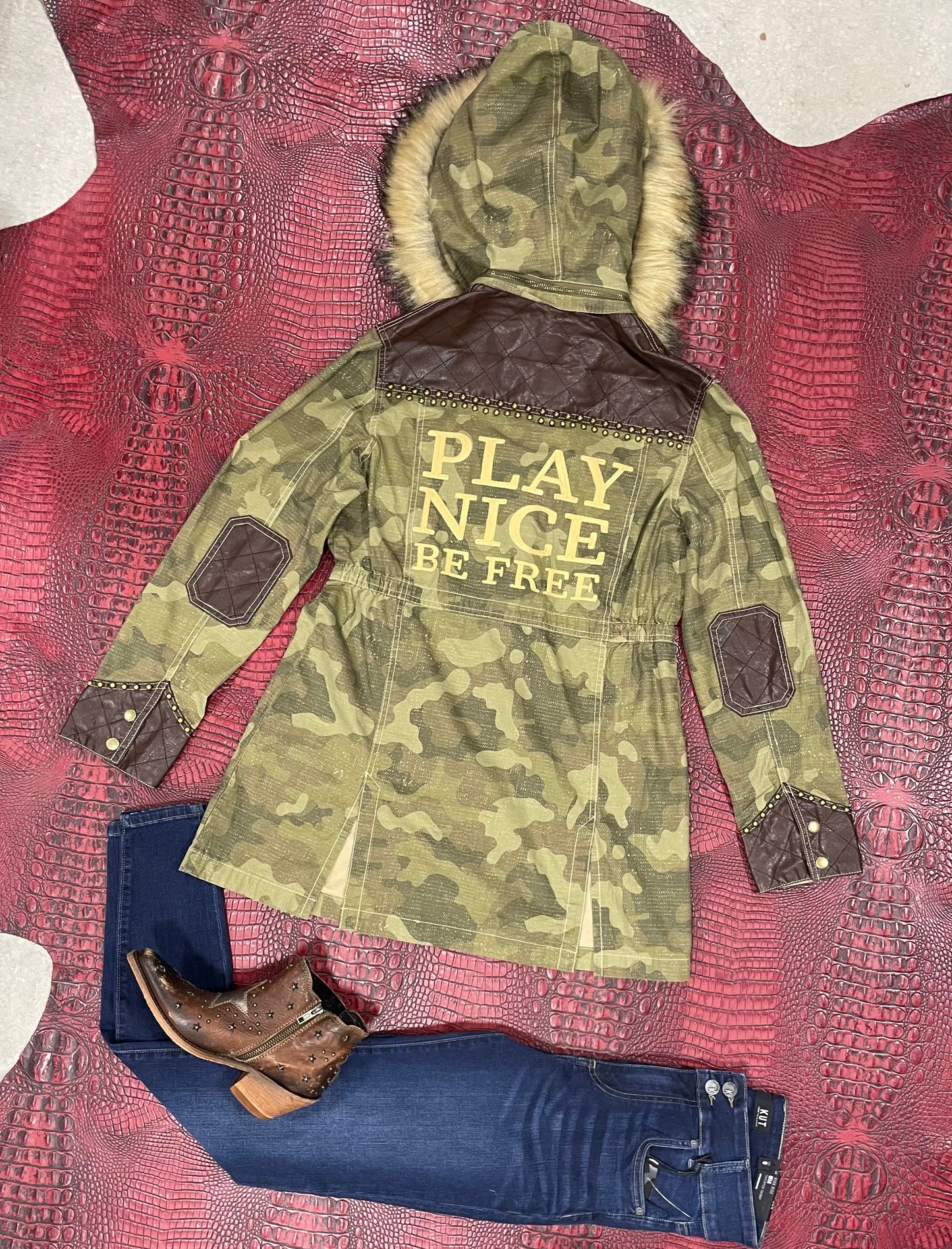 Play Nice Be Free Camo Jacket by Double D