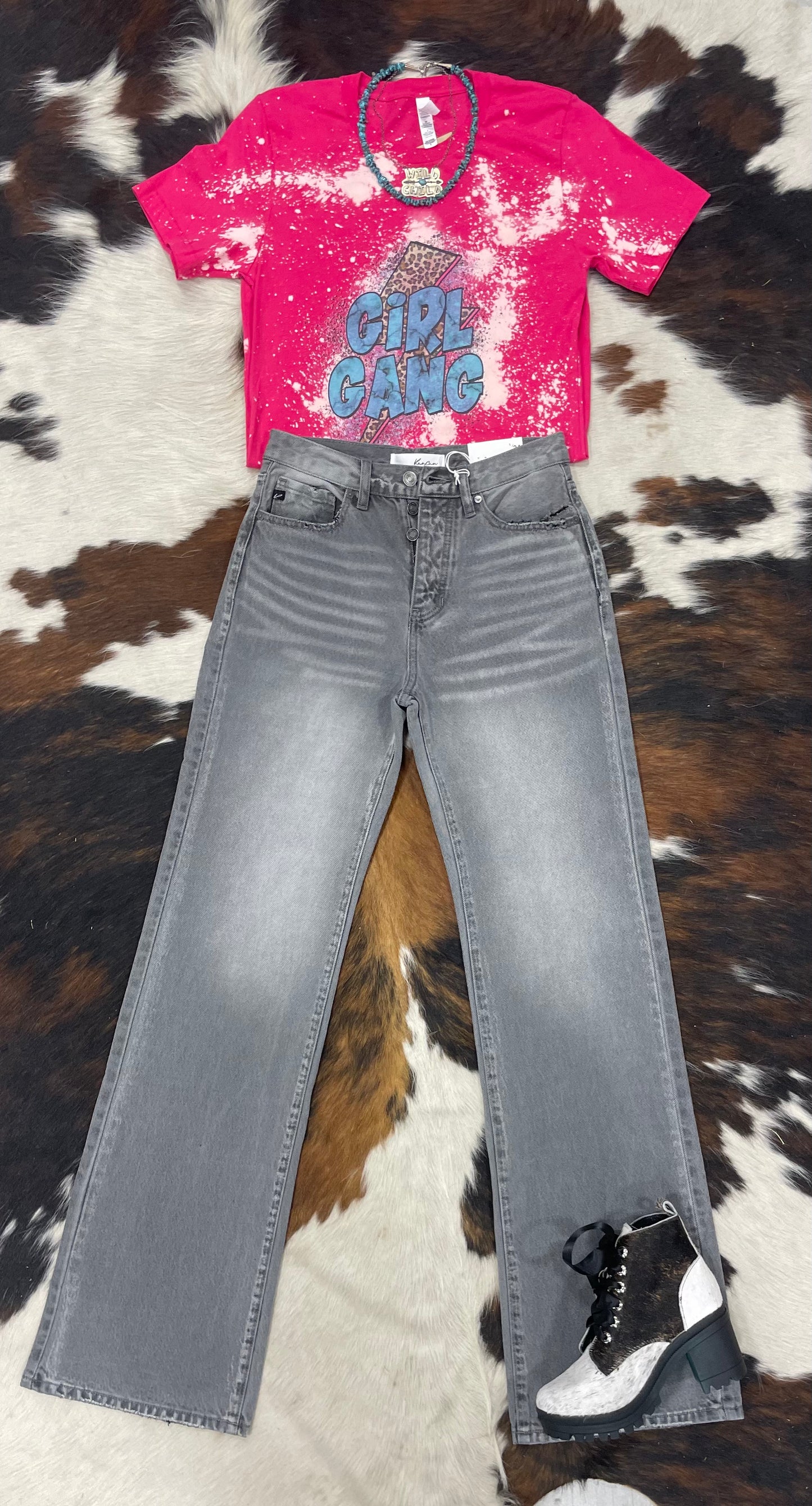 90's Grey Flare Jeans by KANCAN