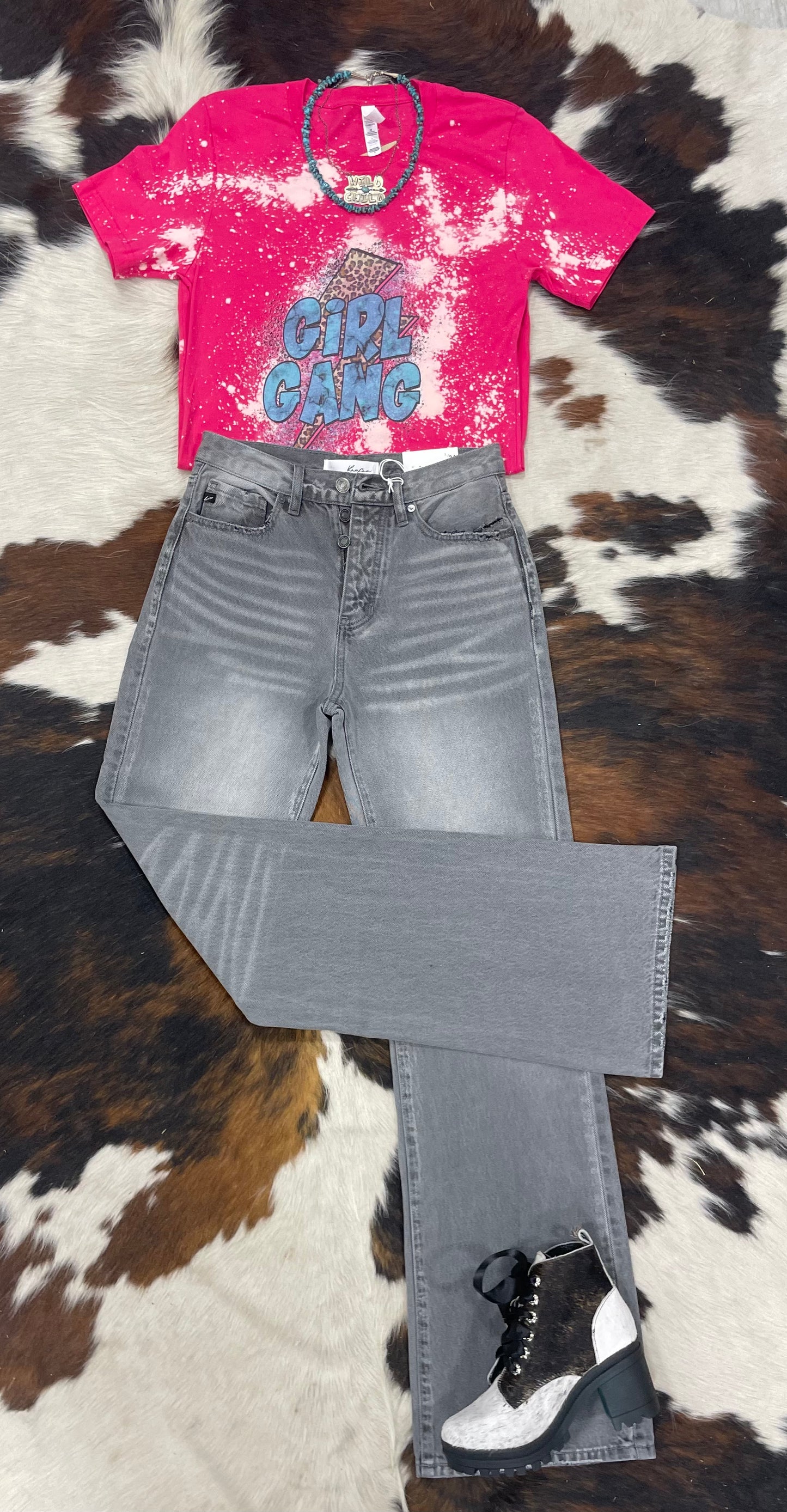 90's Grey Flare Jeans by KANCAN
