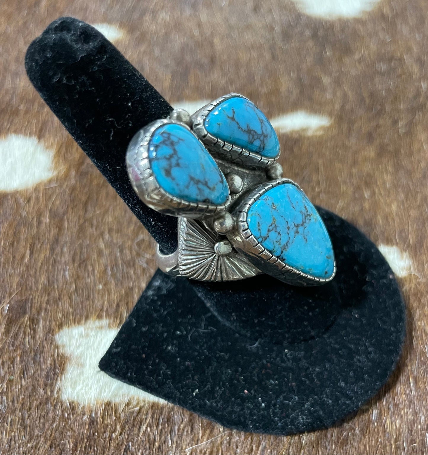 3 Triangular Stone Turquoise Ring