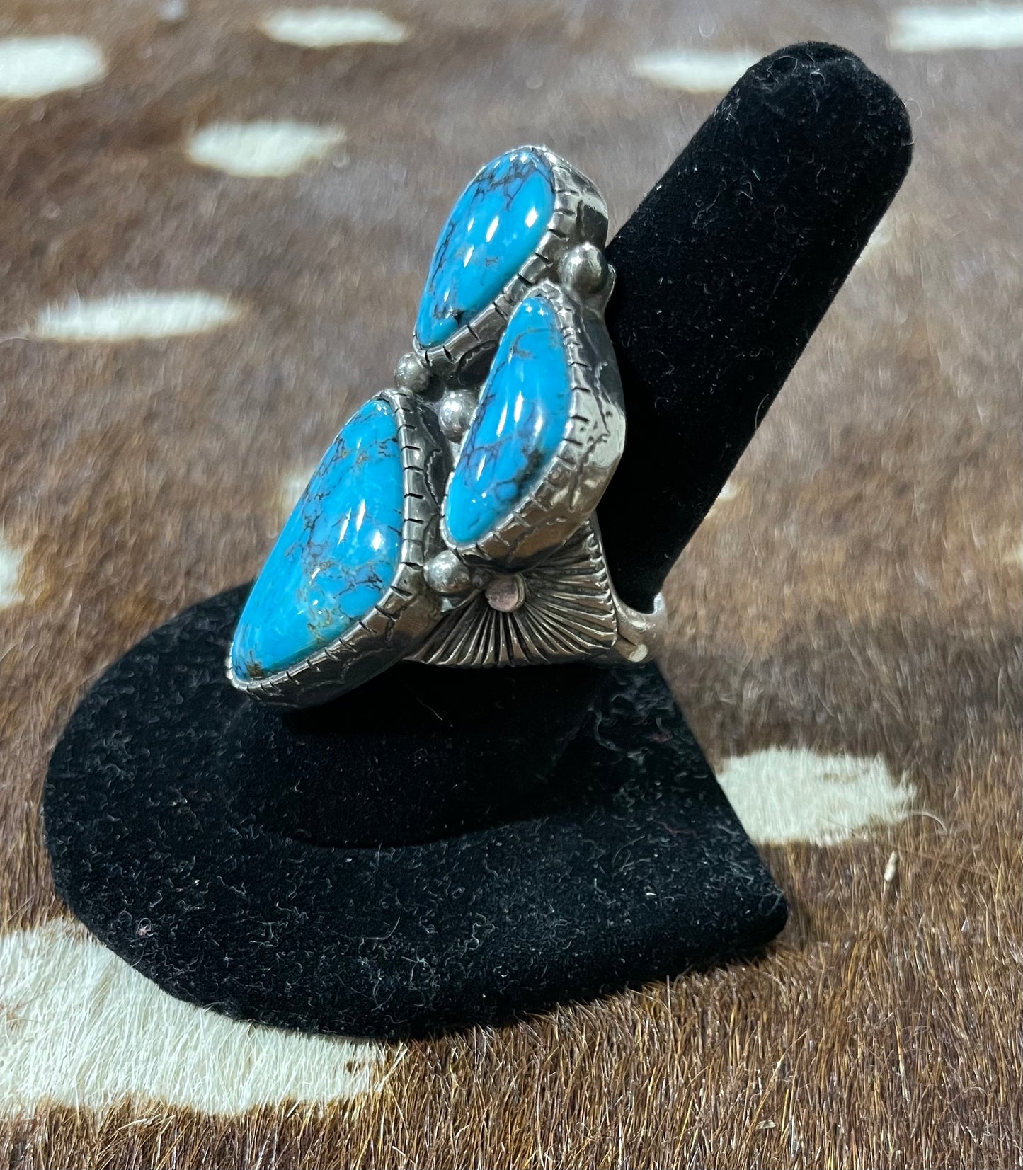 3 Triangular Stone Turquoise Ring