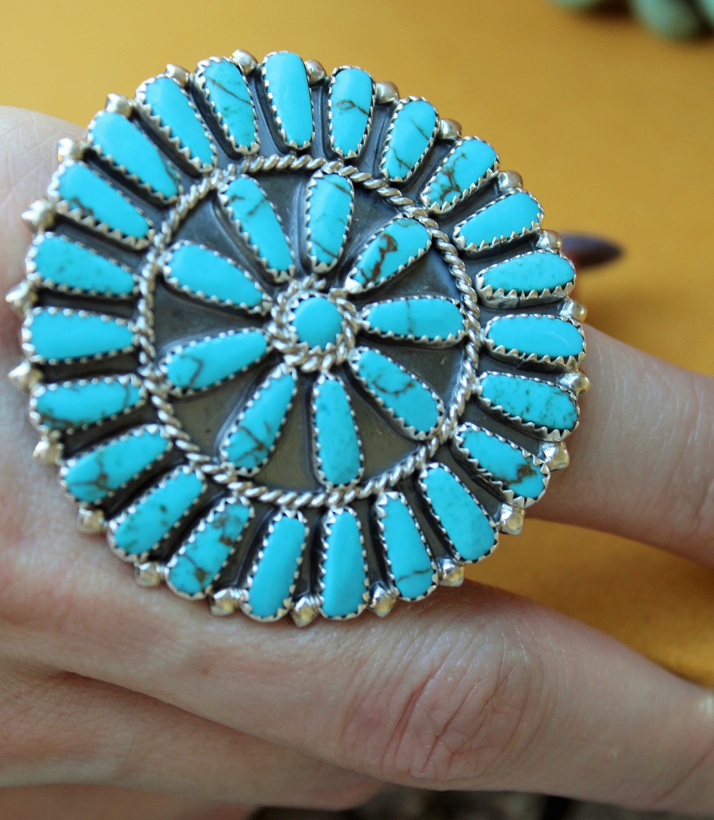 Turquoise Round Cluster Ring