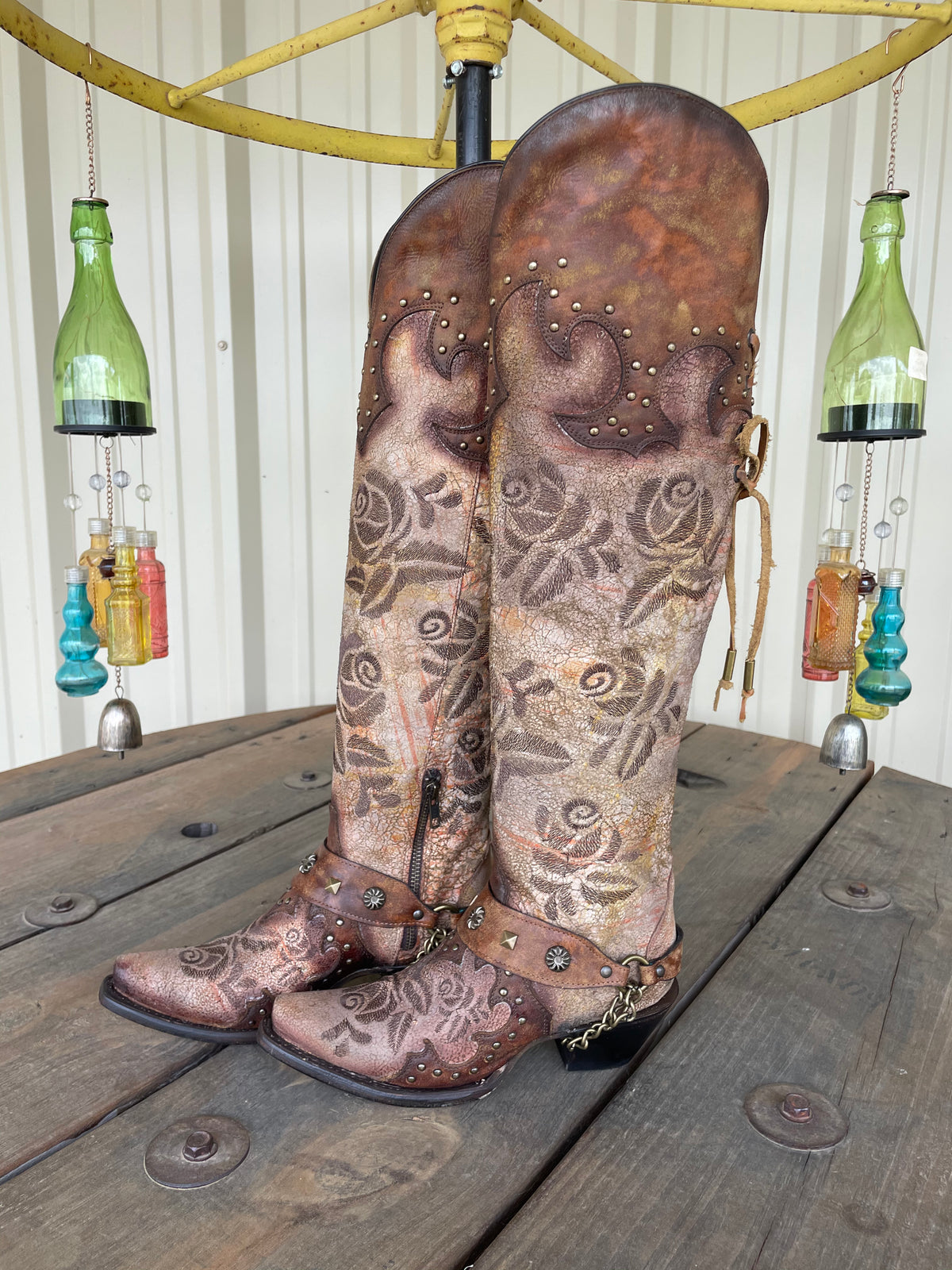 Corral Romance And The Rose Tall Boot - Chocolate