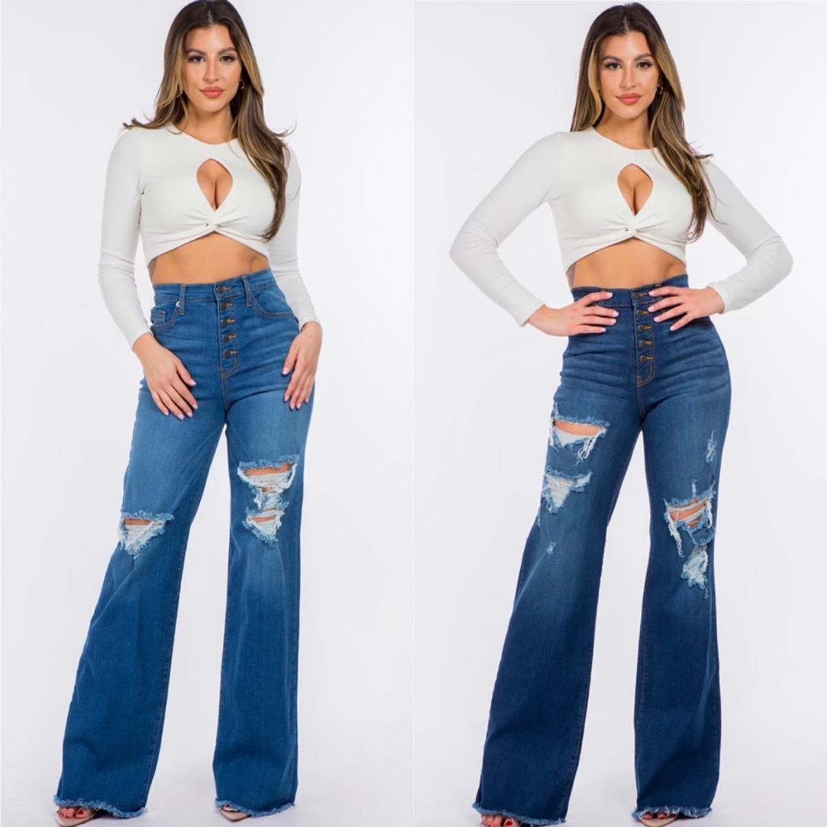 Ginger Button Up Wide Leg Jean