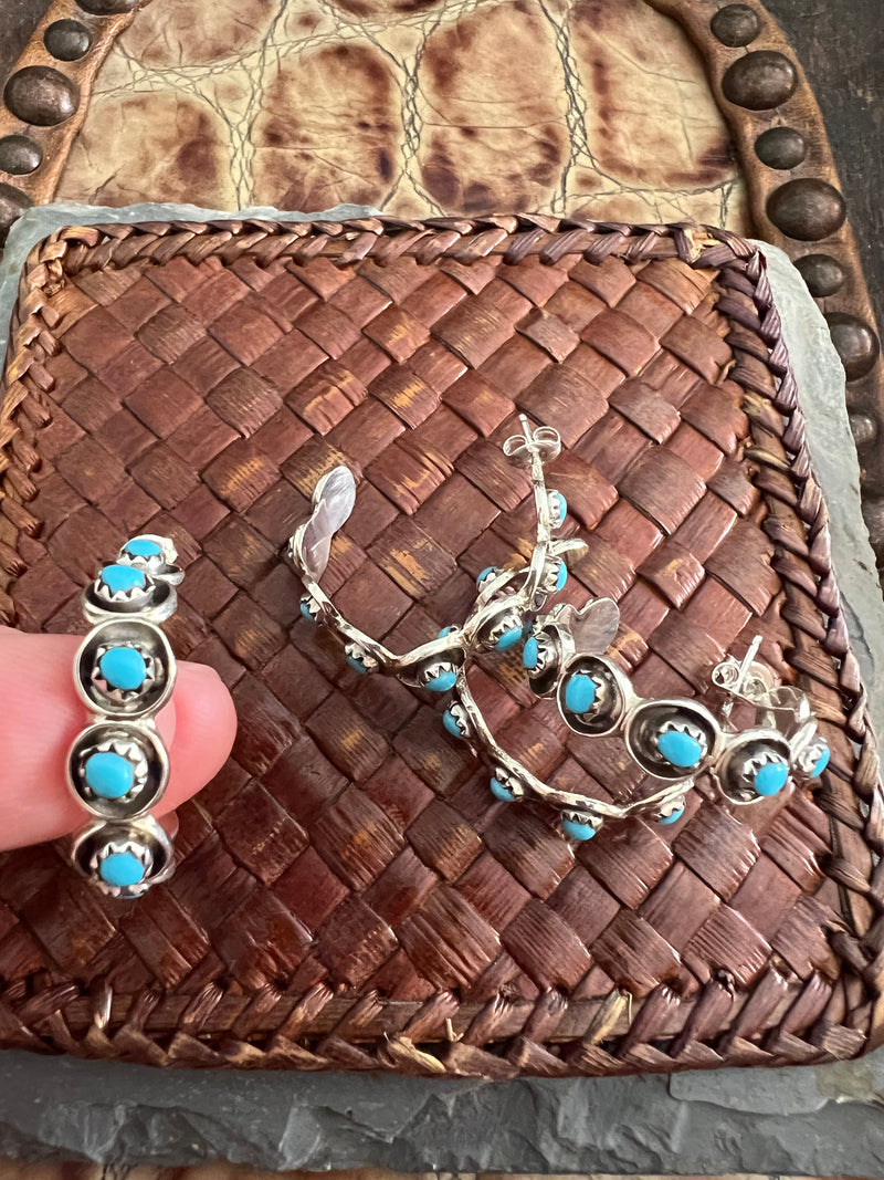 Mini Hoop Turquoise Earrings