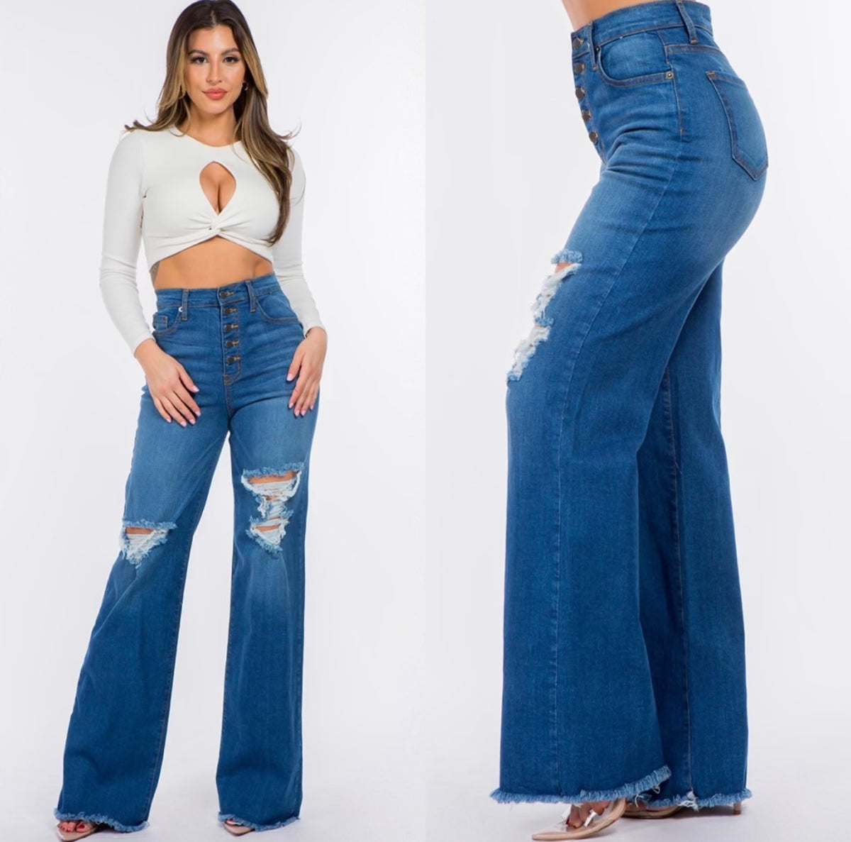 Ginger Button Up Wide Leg Jean