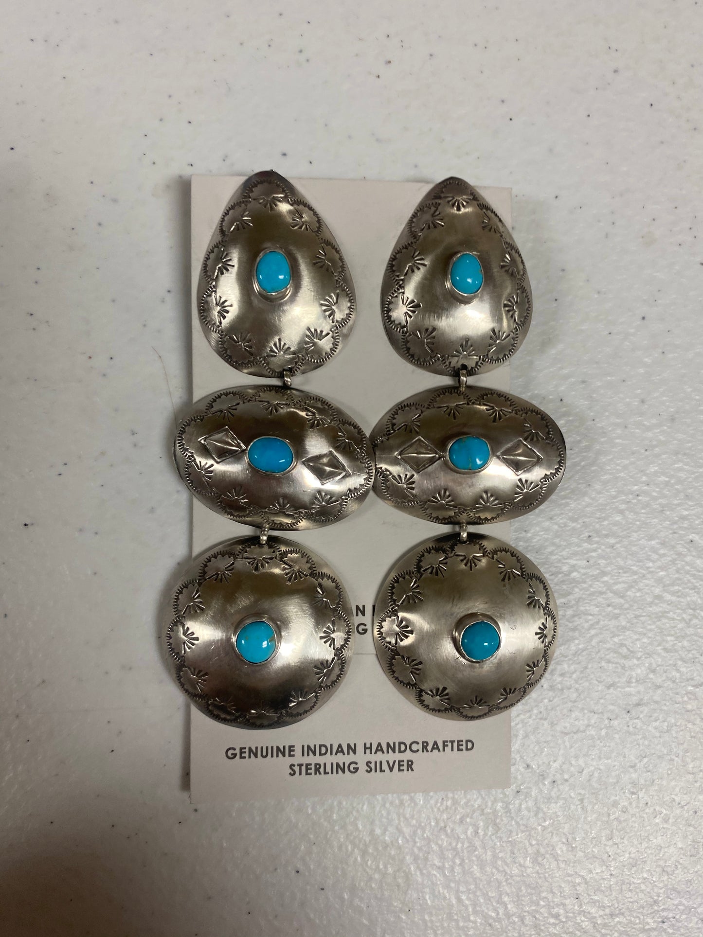 Turquoise Concho Drop Earrings